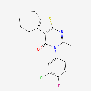 3-(3-chloro-4-fluorophenyl)-2-methyl-3,5,6,7,8,9-hexahydro-4H-cyclohepta[4,5]thieno[2,3-d]pyrimidin-4-one