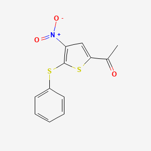 molecular formula C12H9NO3S2 B609806 1-(5-苯基硫基-4-硝基-2-噻吩基)乙酮 CAS No. 90680-28-7
