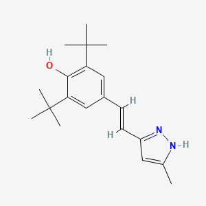 molecular formula C20H28N2O B609866 2,6-双(1,1-二甲基乙基)-4-(2-(5-甲基-1H-吡唑-3-基)乙烯基)苯酚 CAS No. 121502-05-4