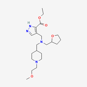 ethyl 4-[[[1-(2-methoxyethyl)piperidin-4-yl]methyl-(oxolan-2-ylmethyl)amino]methyl]-1H-pyrazole-5-carboxylate