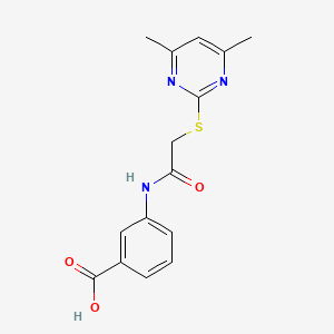 molecular formula C15H15N3O3S B6099083 3-{2-[(4,6-dimethylpyrimidin-2-yl)sulfanyl]acetamido}benzoic acid 