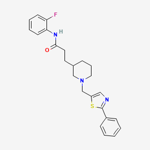 molecular formula C24H26FN3OS B6099084 N-(2-fluorophenyl)-3-{1-[(2-phenyl-1,3-thiazol-5-yl)methyl]-3-piperidinyl}propanamide 