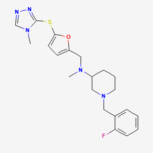 1-[(2-fluorophenyl)methyl]-N-methyl-N-[[5-[(4-methyl-1,2,4-triazol-3-yl)sulfanyl]furan-2-yl]methyl]piperidin-3-amine