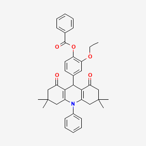 2-ethoxy-4-(3,3,6,6-tetramethyl-1,8-dioxo-10-phenyl-1,2,3,4,5,6,7,8,9,10-decahydro-9-acridinyl)phenyl benzoate