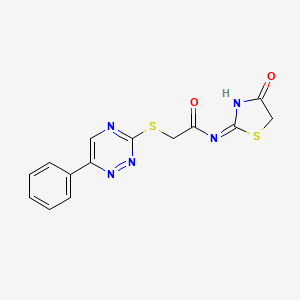 molecular formula C14H11N5O2S2 B6099136 N-(4-oxo-4,5-dihydro-1,3-thiazol-2-yl)-2-[(6-phenyl-1,2,4-triazin-3-yl)thio]acetamide 