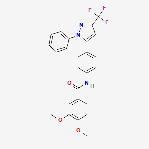 3,4-dimethoxy-N-{4-[1-phenyl-3-(trifluoromethyl)-1H-pyrazol-5-yl]phenyl}benzamide