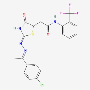 2-(2-{[1-(4-chlorophenyl)ethylidene]hydrazono}-4-hydroxy-2,5-dihydro-1,3-thiazol-5-yl)-N-[2-(trifluoromethyl)phenyl]acetamide