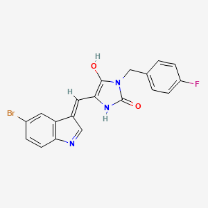 (5E)-5-[(5-bromo-1H-indol-3-yl)methylidene]-3-(4-fluorobenzyl)imidazolidine-2,4-dione