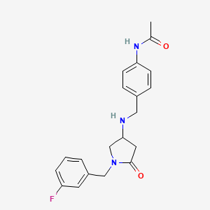 molecular formula C20H22FN3O2 B6099194 N-[4-({[1-(3-fluorobenzyl)-5-oxo-3-pyrrolidinyl]amino}methyl)phenyl]acetamide 