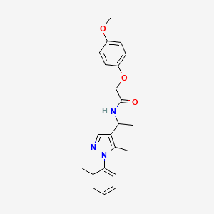 molecular formula C22H25N3O3 B6099216 2-(4-methoxyphenoxy)-N-{1-[5-methyl-1-(2-methylphenyl)-1H-pyrazol-4-yl]ethyl}acetamide 