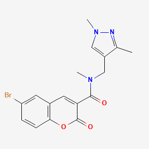 molecular formula C17H16BrN3O3 B6099226 6-bromo-N-[(1,3-dimethyl-1H-pyrazol-4-yl)methyl]-N-methyl-2-oxo-2H-chromene-3-carboxamide 