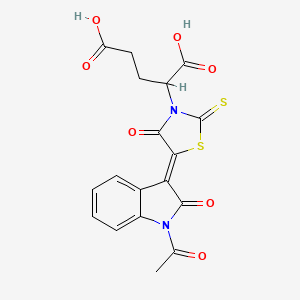 2-[(5Z)-5-(1-acetyl-2-oxoindol-3-ylidene)-4-oxo-2-sulfanylidene-1,3-thiazolidin-3-yl]pentanedioic acid