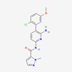 molecular formula C17H16ClN5O2 B609928 N-(6-Amino-5-(2-chloro-5-methoxyphenyl)pyridin-2-yl)-1-methyl-1H-pyrazole-5-carboxamide CAS No. 1079400-07-9