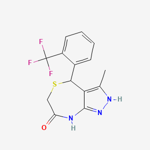 molecular formula C14H12F3N3OS B6099282 3-Methyl-4-[2-(trifluoromethyl)phenyl]-1H,4H,6H,7H,8H-pyrazolo[3,4-E][1,4]thiazepin-7-one 