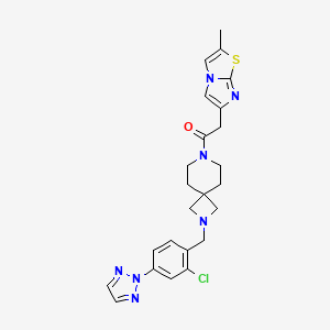 molecular formula C24H26ClN7OS B609930 1-[2-[[2-Chloro-4-(2H-1,2,3-triazol-2-yl)phenyl]methyl]-2,7-diazaspiro[3.5]non-7-yl]-2-(2-methylimidazo[2,1-b]thiazol-6-yl)ethanone CAS No. 1383719-97-8