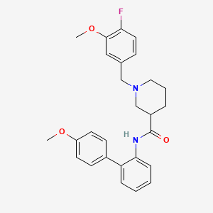 molecular formula C27H29FN2O3 B6099308 1-(4-fluoro-3-methoxybenzyl)-N-(4'-methoxy-2-biphenylyl)-3-piperidinecarboxamide 