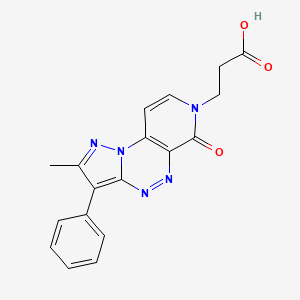 molecular formula C18H15N5O3 B6099346 3-(2-methyl-6-oxo-3-phenylpyrazolo[5,1-c]pyrido[4,3-e][1,2,4]triazin-7(6H)-yl)propanoic acid 