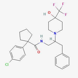 molecular formula C27H32ClF3N2O2 B609936 1-(4-氯苯基)-N-(2-(4-羟基-4-(三氟甲基)哌啶-1-基)-3-苯基丙基)环戊烷-1-甲酰胺 CAS No. 1917294-46-2