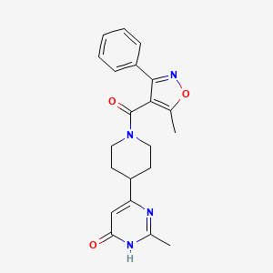 molecular formula C21H22N4O3 B6099378 2-methyl-6-{1-[(5-methyl-3-phenylisoxazol-4-yl)carbonyl]piperidin-4-yl}pyrimidin-4(3H)-one 