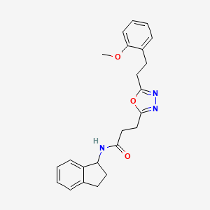 molecular formula C23H25N3O3 B6099395 N-(2,3-dihydro-1H-inden-1-yl)-3-{5-[2-(2-methoxyphenyl)ethyl]-1,3,4-oxadiazol-2-yl}propanamide 