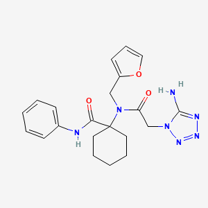 molecular formula C21H25N7O3 B6099404 1-[2-(5-AMINO-1H-1,2,3,4-TETRAZOL-1-YL)-N-[(FURAN-2-YL)METHYL]ACETAMIDO]-N-PHENYLCYCLOHEXANE-1-CARBOXAMIDE 