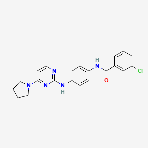 molecular formula C22H22ClN5O B6099407 3-Chloro-N-(4-{[4-methyl-6-(pyrrolidin-1-YL)pyrimidin-2-YL]amino}phenyl)benzamide 