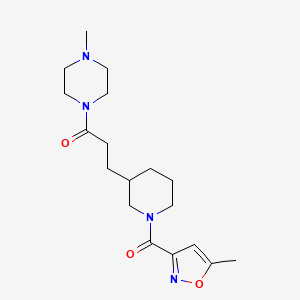 molecular formula C18H28N4O3 B6099409 1-methyl-4-(3-{1-[(5-methyl-3-isoxazolyl)carbonyl]-3-piperidinyl}propanoyl)piperazine 