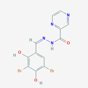 molecular formula C12H8Br2N4O3 B6099427 N-[(Z)-(3,5-dibromo-2,4-dihydroxyphenyl)methylideneamino]pyrazine-2-carboxamide 