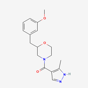 molecular formula C17H21N3O3 B6099442 2-(3-methoxybenzyl)-4-[(3-methyl-1H-pyrazol-4-yl)carbonyl]morpholine 