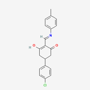 molecular formula C20H18ClNO2 B6099526 5-(4-chlorophenyl)-2-{[(4-methylphenyl)amino]methylene}-1,3-cyclohexanedione 