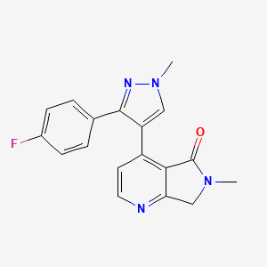 molecular formula C18H16ClFN4O B609957 4-[3-(4-氟苯基)-1-甲基-1h-吡唑-4-基]-6-甲基-6,7-二氢-5h-吡咯并[3,4-b]吡啶-5-酮 CAS No. 1383376-93-9