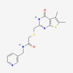 molecular formula C17H18N4O2S2 B6099583 2-{[(4-hydroxy-5,6-dimethylthieno[2,3-d]pyrimidin-2-yl)methyl]sulfanyl}-N-(pyridin-3-ylmethyl)acetamide 