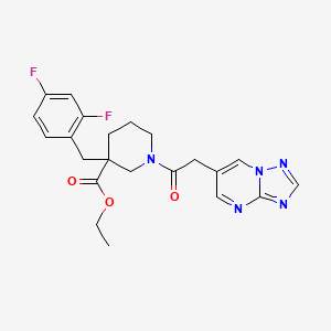 ethyl 3-(2,4-difluorobenzyl)-1-([1,2,4]triazolo[1,5-a]pyrimidin-6-ylacetyl)-3-piperidinecarboxylate