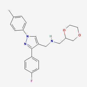 (1,4-dioxan-2-ylmethyl){[3-(4-fluorophenyl)-1-(4-methylphenyl)-1H-pyrazol-4-yl]methyl}amine