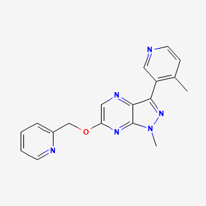 molecular formula C18H16N6O B609972 1-Methyl-3-(4-methylpyridin-3-yl)-6-(pyridin-2-ylmethoxy)pyrazolo[3,4-b]pyrazine CAS No. 1539296-45-1