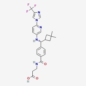 molecular formula C26H28F3N5O3 B609974 N-{4-[(R)-(3,3-Dimethylcyclobutyl)({6-[4-(Trifluoromethyl)-1h-Imidazol-1-Yl]pyridin-3-Yl}amino)methyl]benzene-1-Carbonyl}-Beta-Alanine CAS No. 1407592-99-7