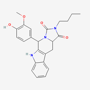 molecular formula C24H25N3O4 B6099741 13-Butyl-10-(4-hydroxy-3-methoxyphenyl)-8,11,13-triazatetracyclo[7.7.0.02,7.011,15]hexadeca-1(9),2,4,6-tetraene-12,14-dione 