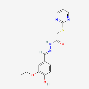 N'-[(E)-(3-ethoxy-4-hydroxyphenyl)methylidene]-2-(pyrimidin-2-ylsulfanyl)acetohydrazide