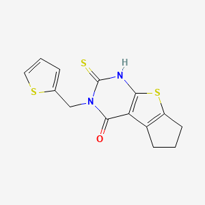 molecular formula C14H12N2OS3 B6099800 2-mercapto-3-(2-thienylmethyl)-3,5,6,7-tetrahydro-4H-cyclopenta[4,5]thieno[2,3-d]pyrimidin-4-one 