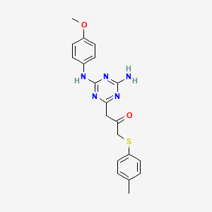 1-{4-Amino-6-[(4-methoxyphenyl)amino]-1,3,5-triazin-2-yl}-3-[(4-methylphenyl)sulfanyl]propan-2-one