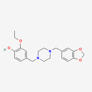 molecular formula C21H26N2O4 B6099858 4-{[4-(1,3-Benzodioxol-5-ylmethyl)piperazin-1-yl]methyl}-2-ethoxyphenol 