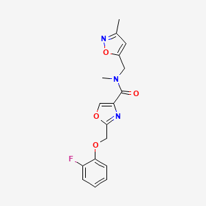 molecular formula C17H16FN3O4 B6099886 2-[(2-fluorophenoxy)methyl]-N-methyl-N-[(3-methyl-5-isoxazolyl)methyl]-1,3-oxazole-4-carboxamide 