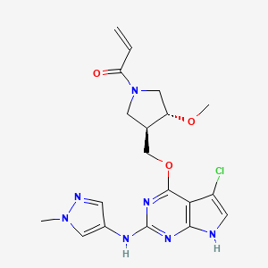 1-((3R,4R)-3-(((5-chloro-2-((1-methyl-1H-pyrazol-4-yl)amino)-7H-pyrrolo[2,3-d]pyrimidin-4-yl)oxy)methyl)-4-methoxypyrrolidin-1-yl)prop-2-en-1-one