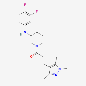 molecular formula C20H26F2N4O B6099936 N-(3,4-difluorophenyl)-1-[3-(1,3,5-trimethyl-1H-pyrazol-4-yl)propanoyl]-3-piperidinamine 