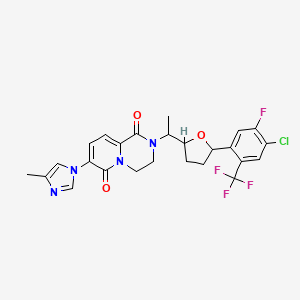 molecular formula C25H23ClF4N4O3 B609995 2-((S)-1-((2S,5R)-5-(4-chloro-5-fluoro-2-(trifluoromethyl)phenyl)tetrahydrofuran-2-yl)ethyl)-7-(4-methyl-1H-imidazol-1-yl)-3,4-dihydro-2H-pyrido[1,2-a]pyrazine-1,6-dione CAS No. 1587727-31-8