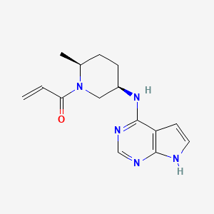 molecular formula C15H19N5O B609998 2-Propen-1-one, 1-[(2S,5R)-2-methyl-5-(7H-pyrrolo[2,3-d]pyrimidin-4-ylamino)-1-piperidinyl]- CAS No. 1792180-81-4