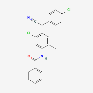 molecular formula C22H16Cl2N2O B6099990 N-{5-chloro-4-[(4-chlorophenyl)(cyano)methyl]-2-methylphenyl}benzamide 