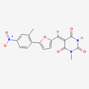 molecular formula C17H13N3O6 B6100001 (5Z)-1-methyl-5-[[5-(2-methyl-4-nitrophenyl)furan-2-yl]methylidene]-1,3-diazinane-2,4,6-trione 