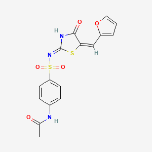 molecular formula C16H13N3O5S2 B6100011 N-[4-({[5-(2-furylmethylene)-4-oxo-1,3-thiazolidin-2-ylidene]amino}sulfonyl)phenyl]acetamide 