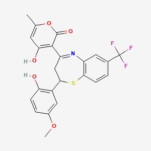 4-hydroxy-3-[2-(2-hydroxy-5-methoxyphenyl)-7-(trifluoromethyl)-2,3-dihydro-1,5-benzothiazepin-4-yl]-6-methyl-2H-pyran-2-one